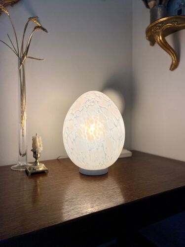 Uovo lamp in Clichy glass and white metal by Ben Swildens 1970s