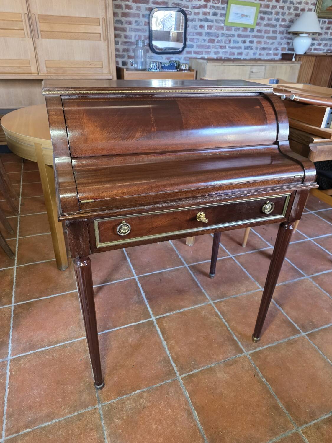 Louis XVI Style Cylinder Desk in Mahogany