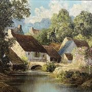 Hauck: oil on canvas depicting the surroundings of Chevreuse around 1940