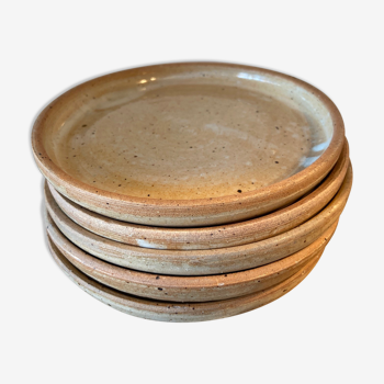 Set of 5 enamelled sandstone dessert plates