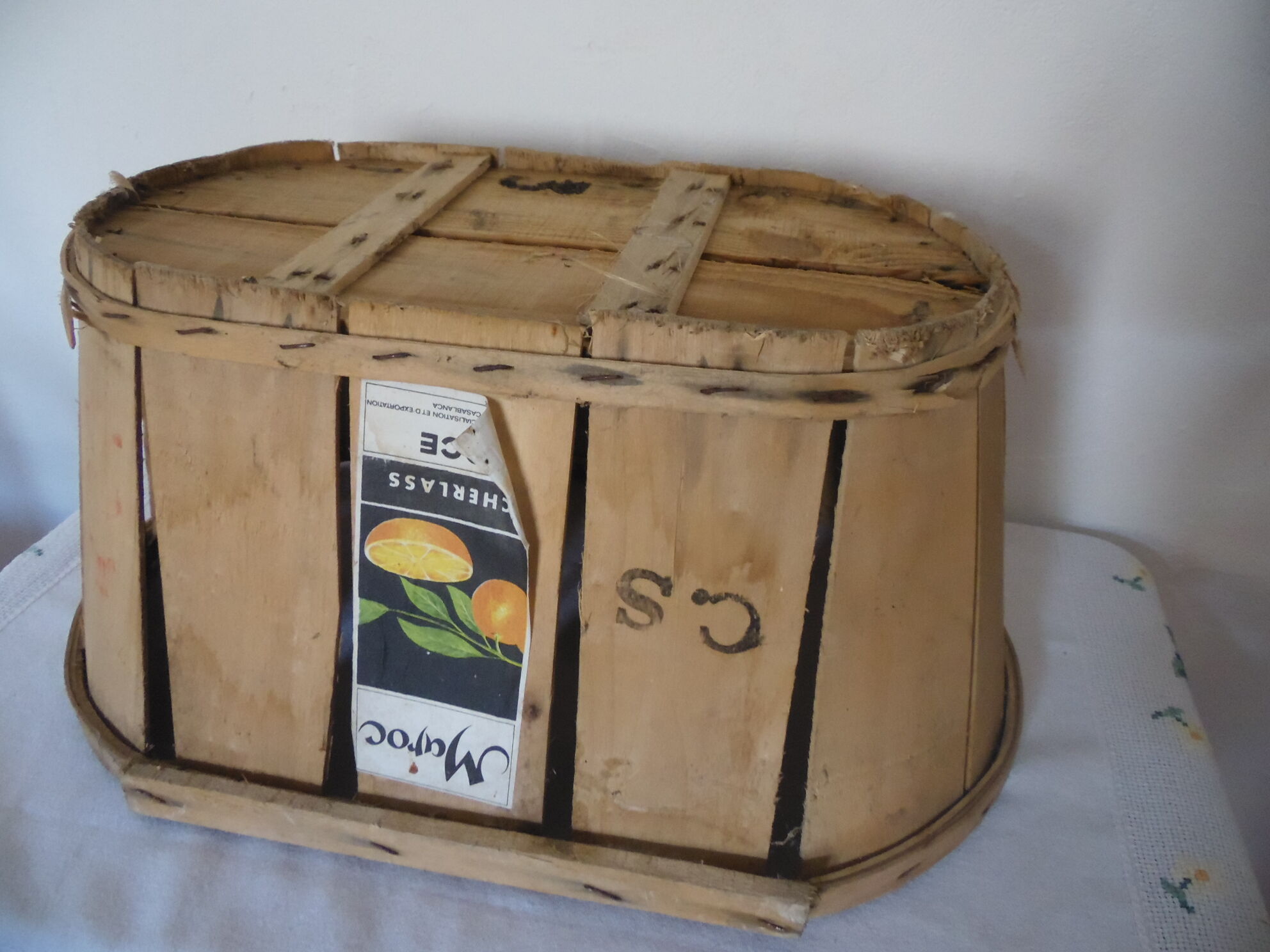 Old wood storage basket