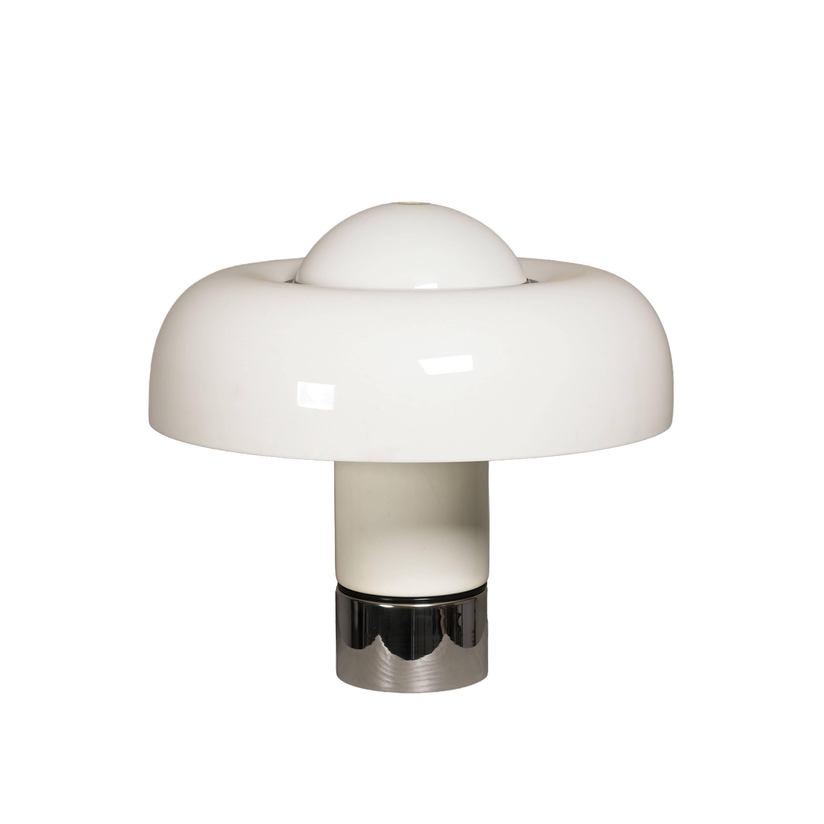 Brumbury Table Lamp chrome and white by Luigi Massoni for Guzzini Italy