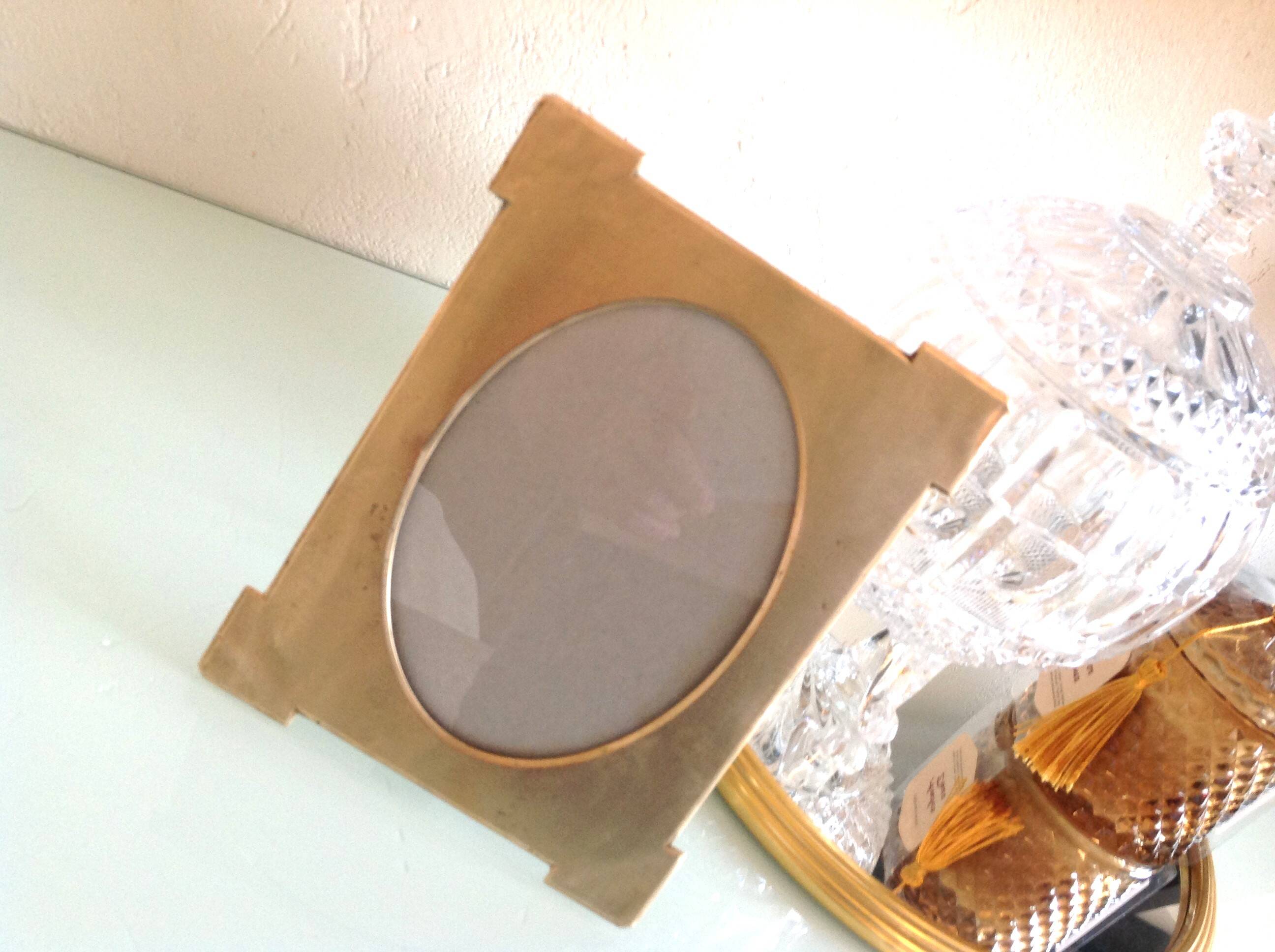 Brushed brass photo frame art deco style / 30s-40s