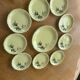 Cake set in yellow earthenware pattern black tulips ceranord Saint-Amand Vintage