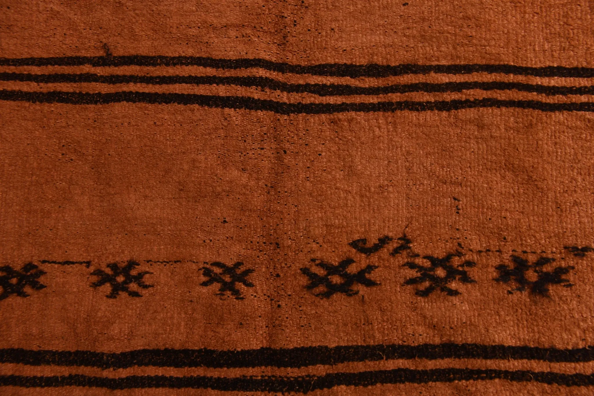 5x8 Terracotta & Black Vintage Kilim Rug, Handwoven Bohemian Bedroom Carpet