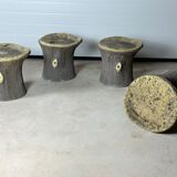 4 concrete faux wood stools