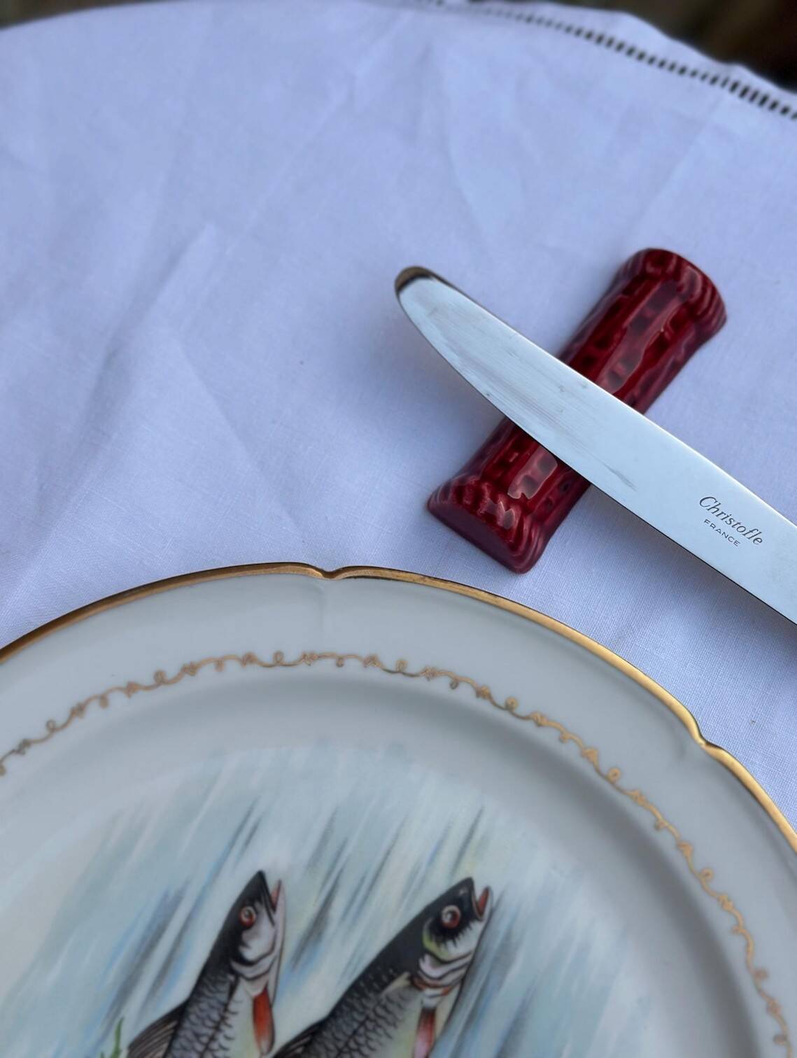 Vintage knife rest proceram aubagne – blood red ceramic