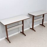 Vintage wood and formica desk/table 1950, set of 2