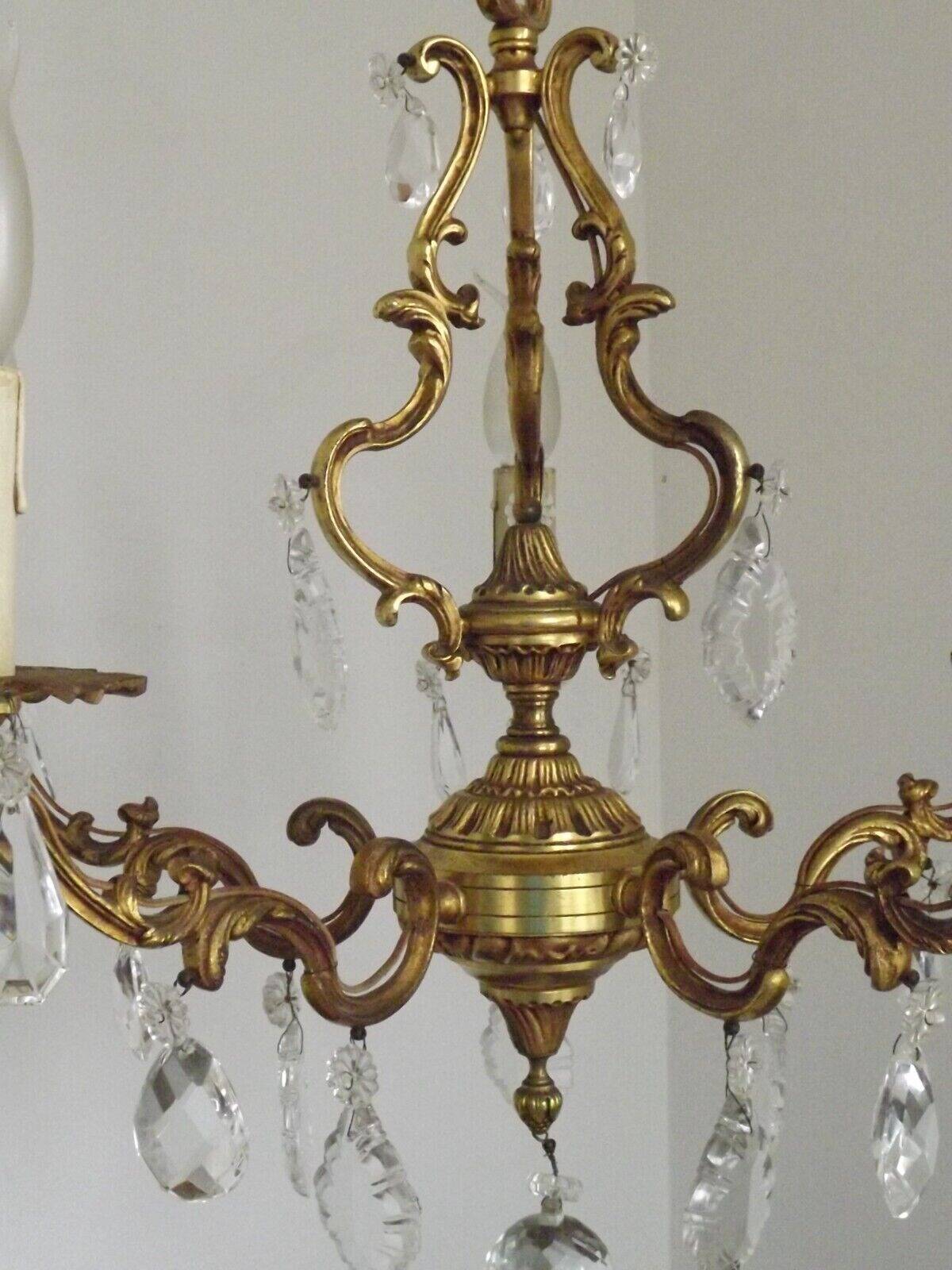 French bronze and crystal chandelier