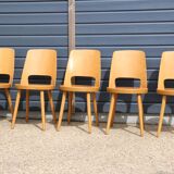 5 chaises BAUMANN « MONDOR » hêtre clair