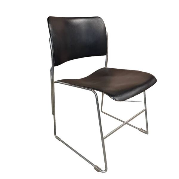 Lot 6 Chaises visiteur métal noir David Rowland