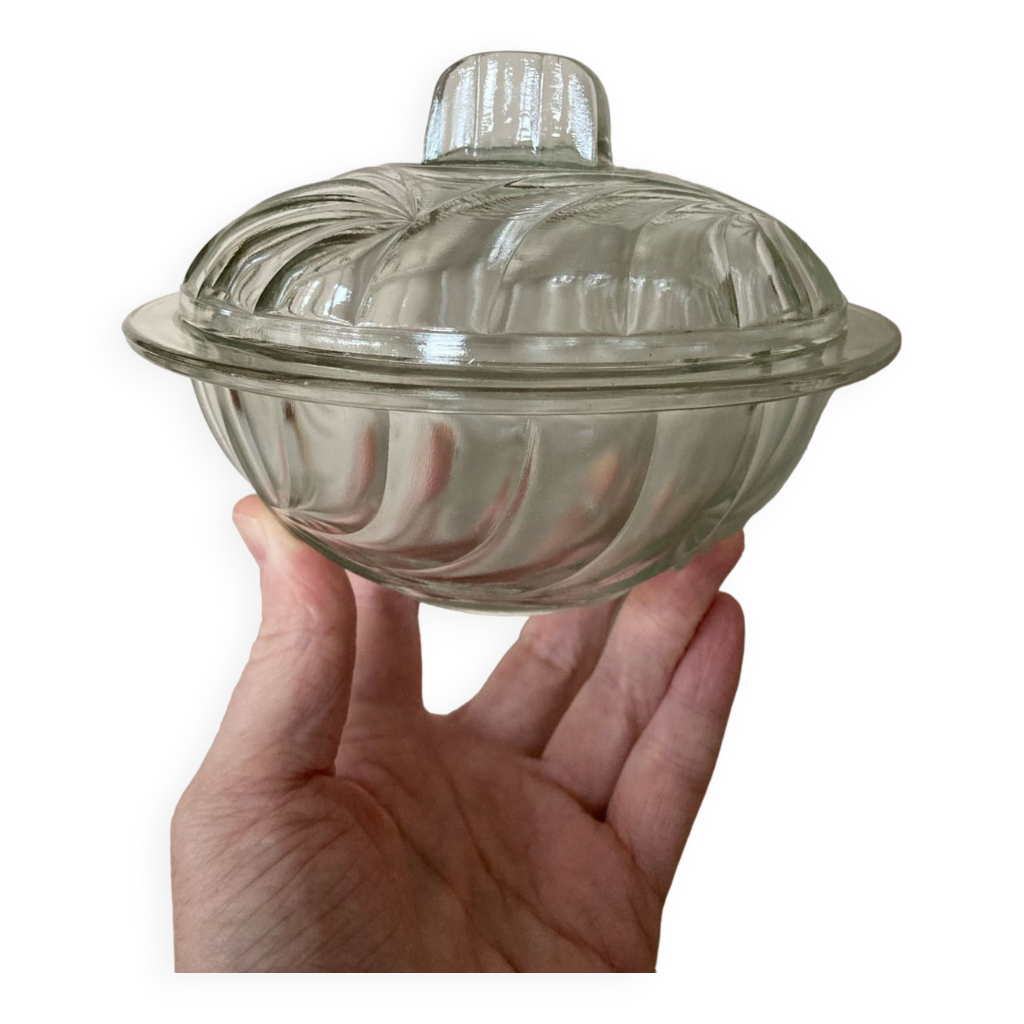 Art Deco molded glass sugar bowl