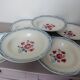 6 vintage Digoin Sarreguemines soup plates, Nina Rosa model