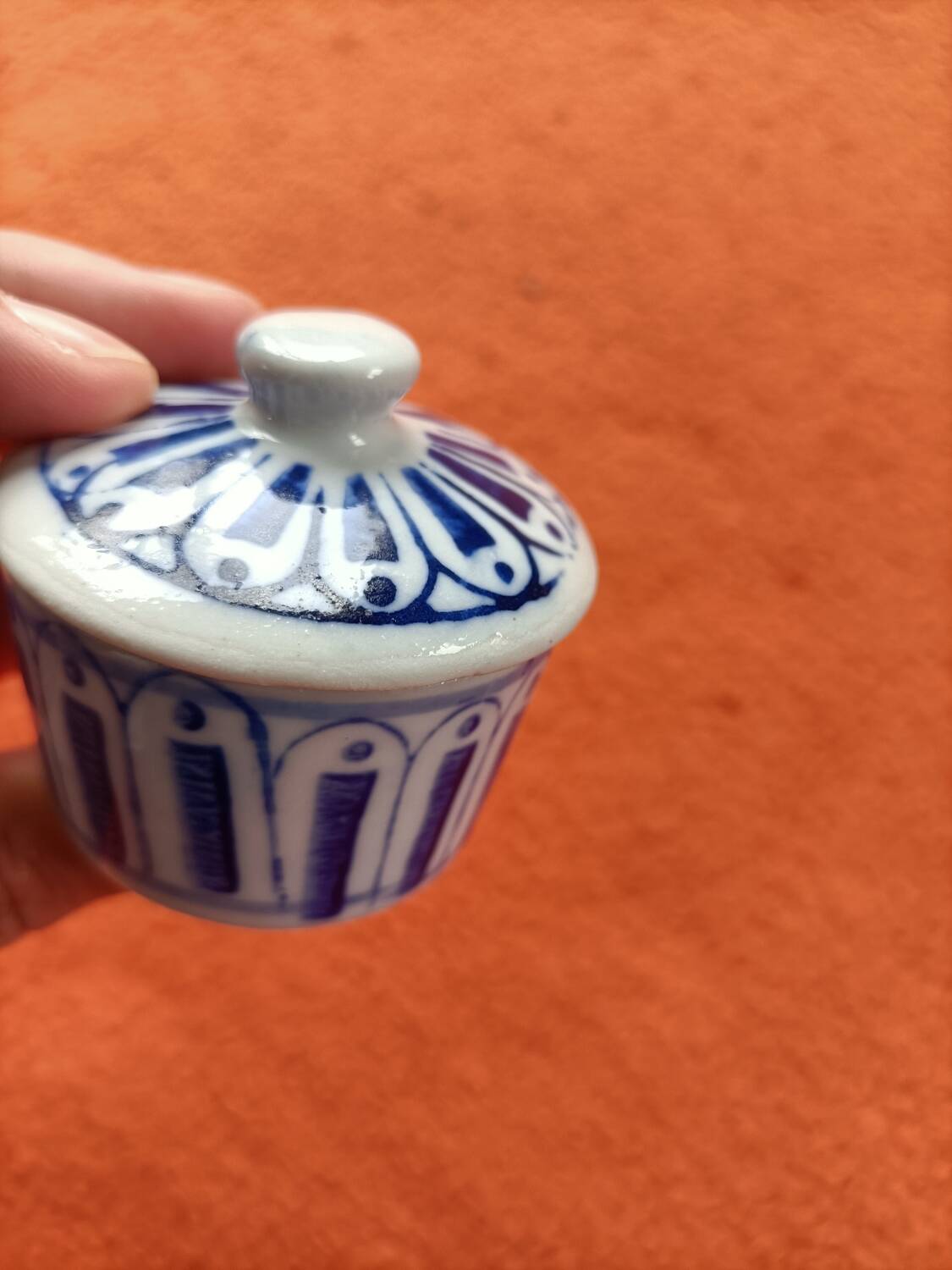 Small vintage blue ceramic box