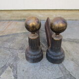 Pair of old cast-and-brass chenets