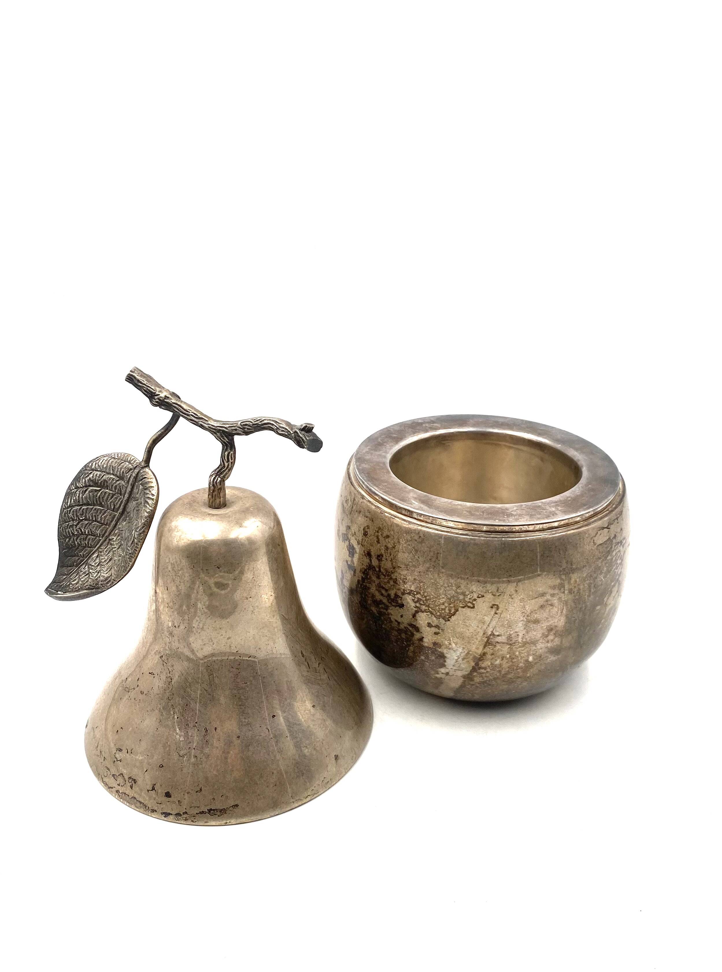 Modern silver-plated Pear wine cooler / ice bucket, Teghini Firenze Italy 1970s