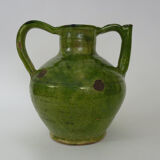 Pitcher pottery in green glazed terracotta, south west of France. XIXth