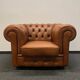 Vintage chesterfield brown leather club chair
