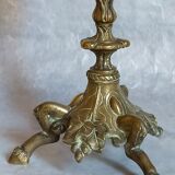 Bougeoir en bronze doré tripode XIXème