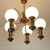 Vintage Copper Pendant Lamp / Hanging Light / Colonial Chandelier 1970's