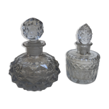 Set of 2 bottles crystal and glass