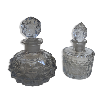 Set of 2 bottles crystal and glass