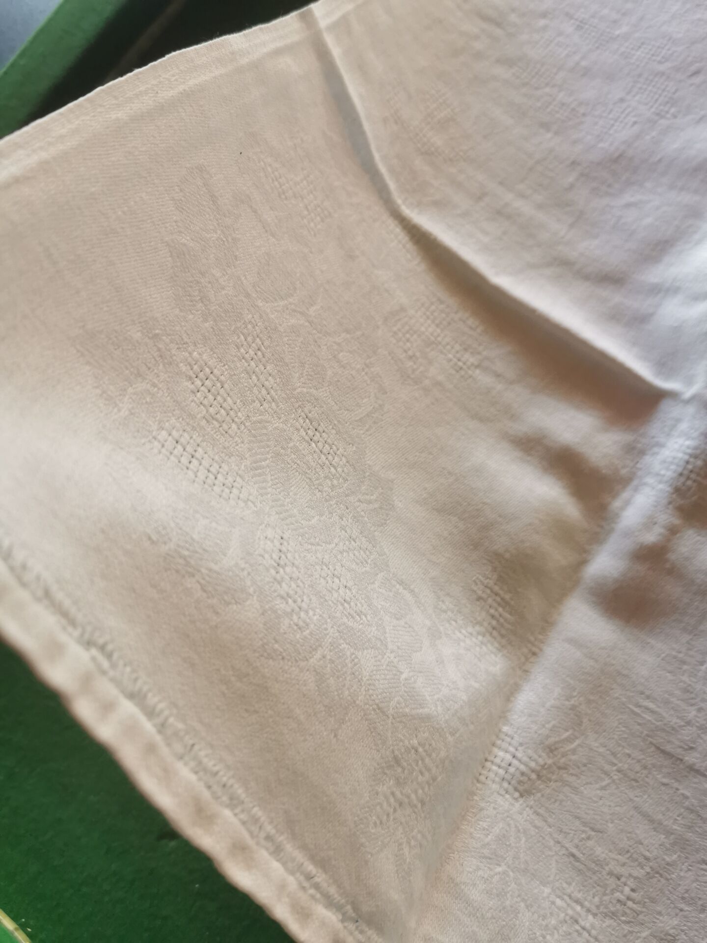 10 old damask linen napkins with monogram