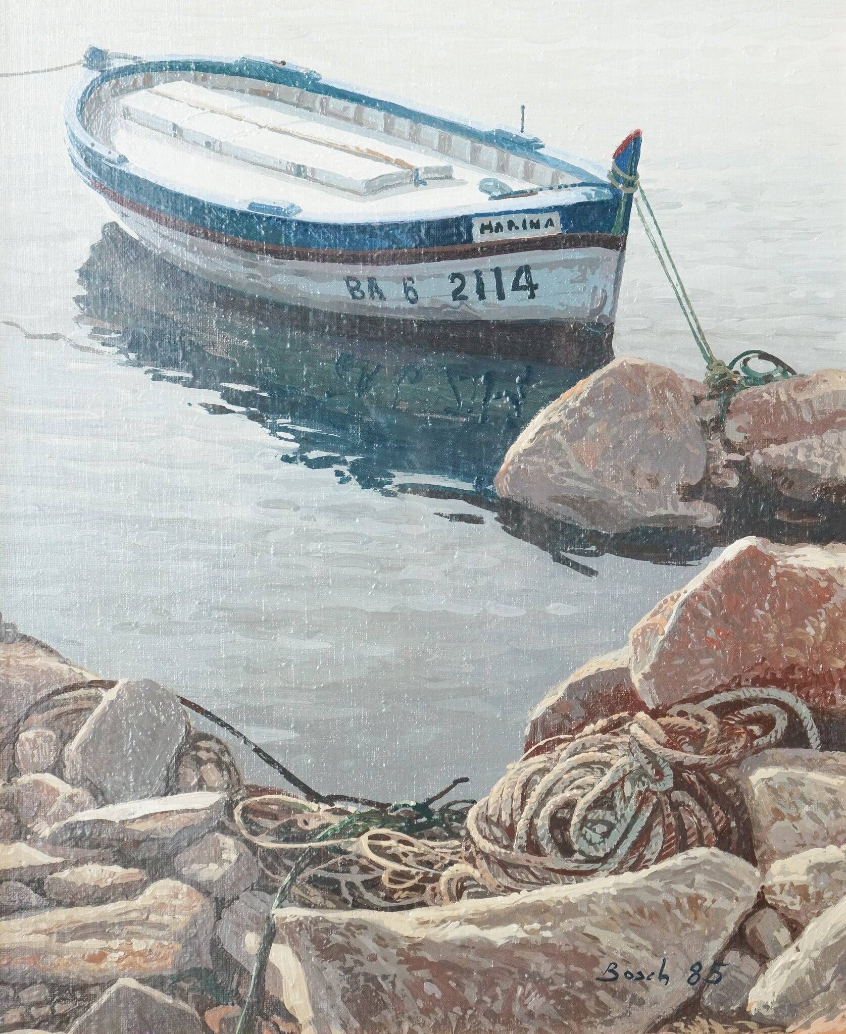 Deux Études Encadrées de Bateaux de Pêche - Signées Bosch