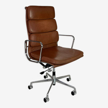 Eames ICF for Herman Miller brown leather high back soft pad group chair