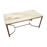 Vintage brass and beige marble coffee table