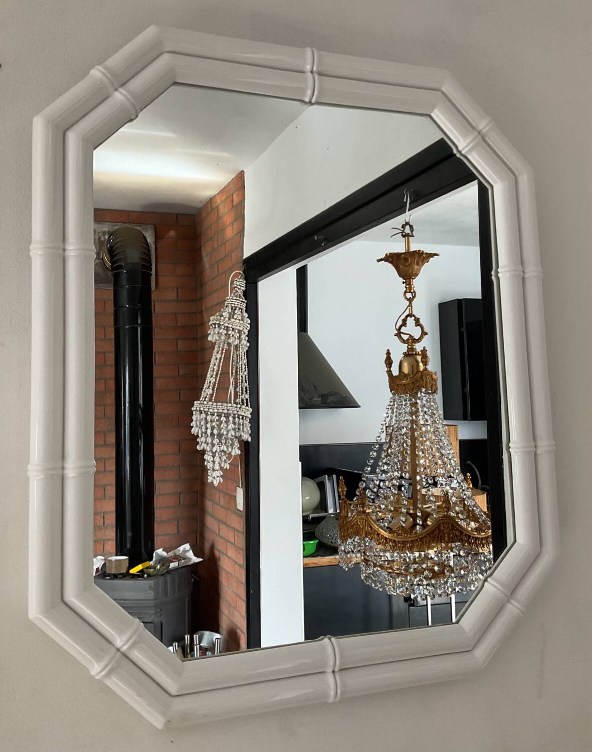 Vintage bamboo-style backelite mirror from the 70s