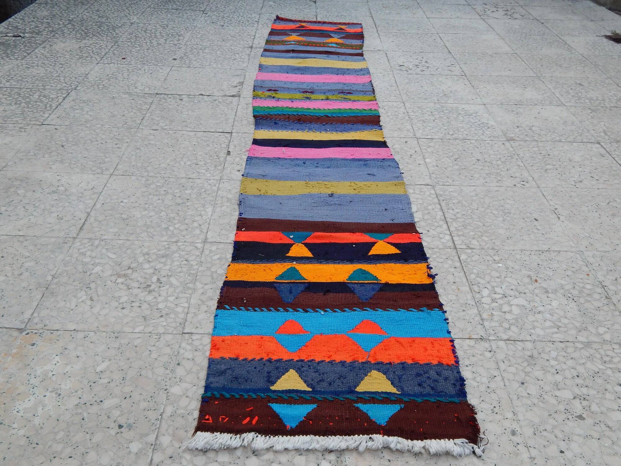 Vintage Turkish hallway rug 47x248 cm