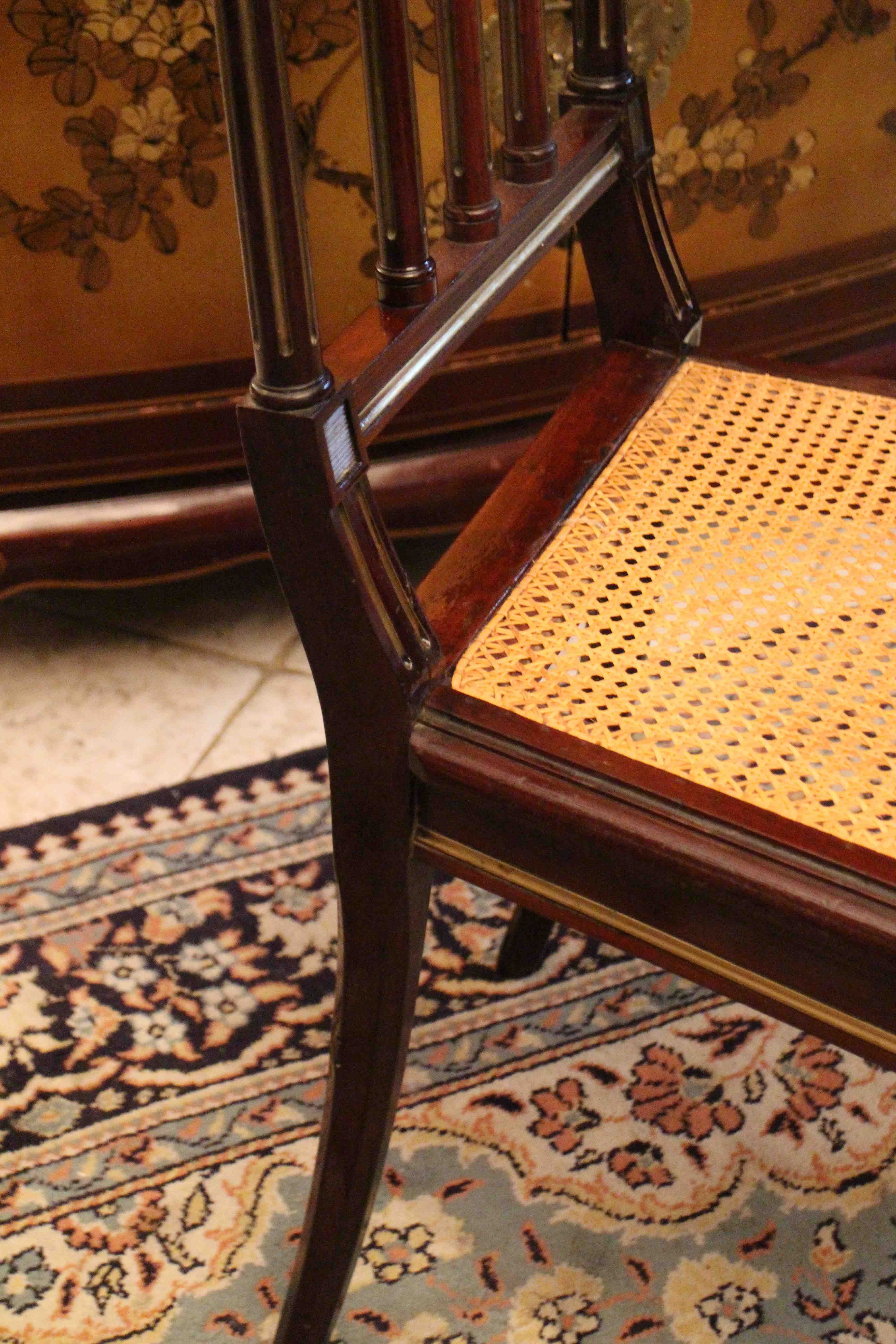 19th century mahogany office chair and Louis XVI-style bronze ornaments