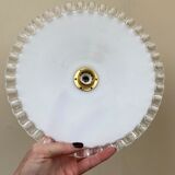 Vintage pendant lamp in serrated white opaline