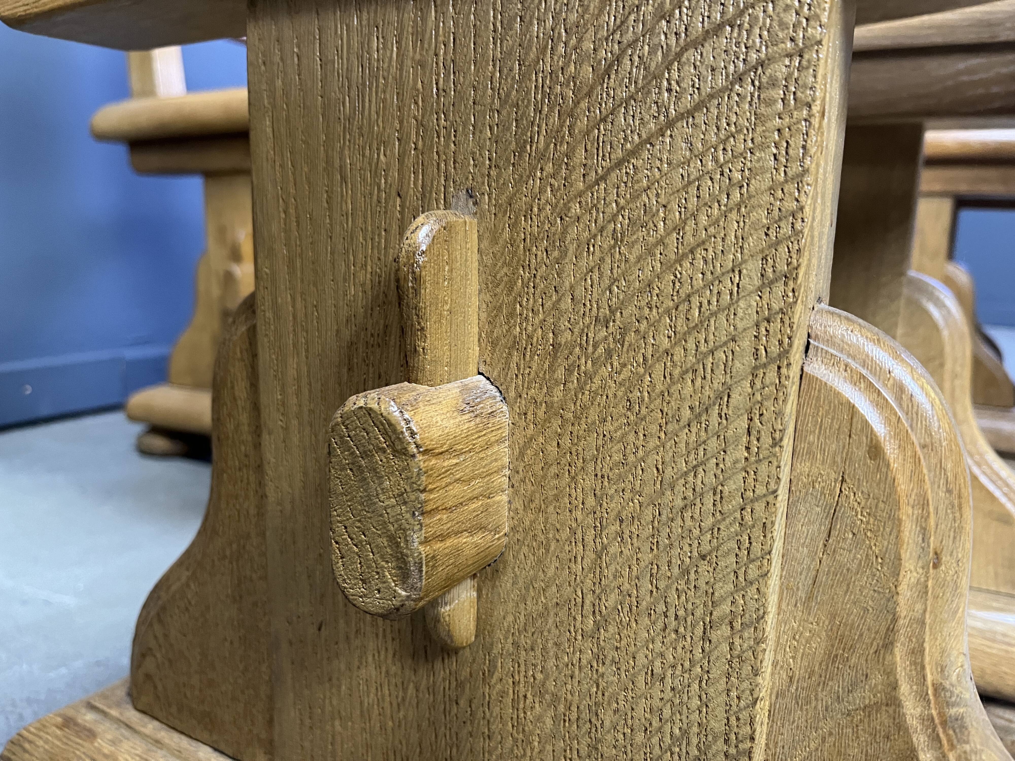 Solid oak brutalist dining chairs, 1960s