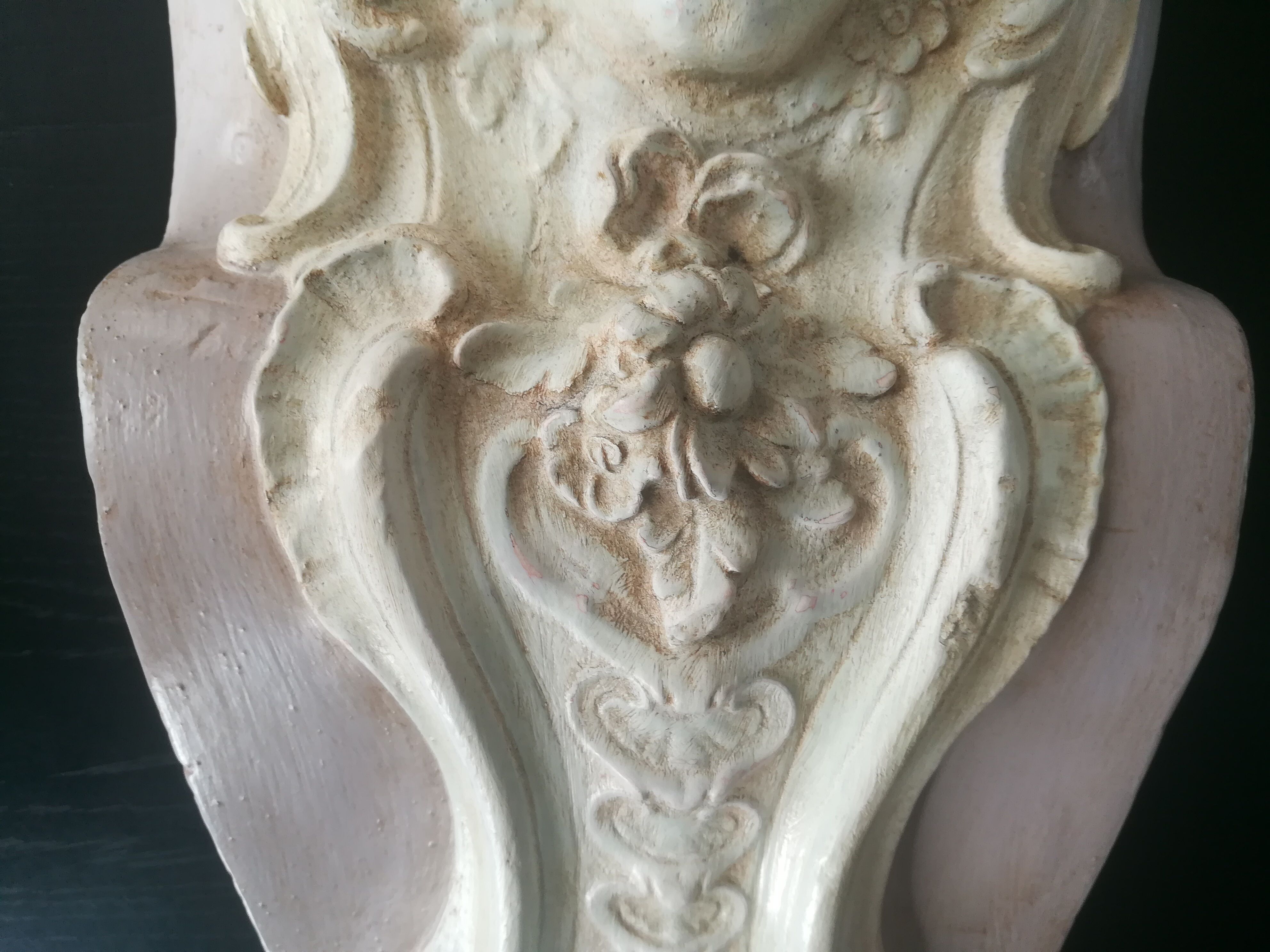 Patinated plaster wall cariatide console