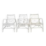 Set of 3 rattan armchairs from the 1970s