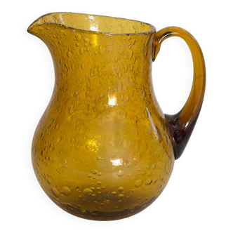 Biot blown glass pitcher