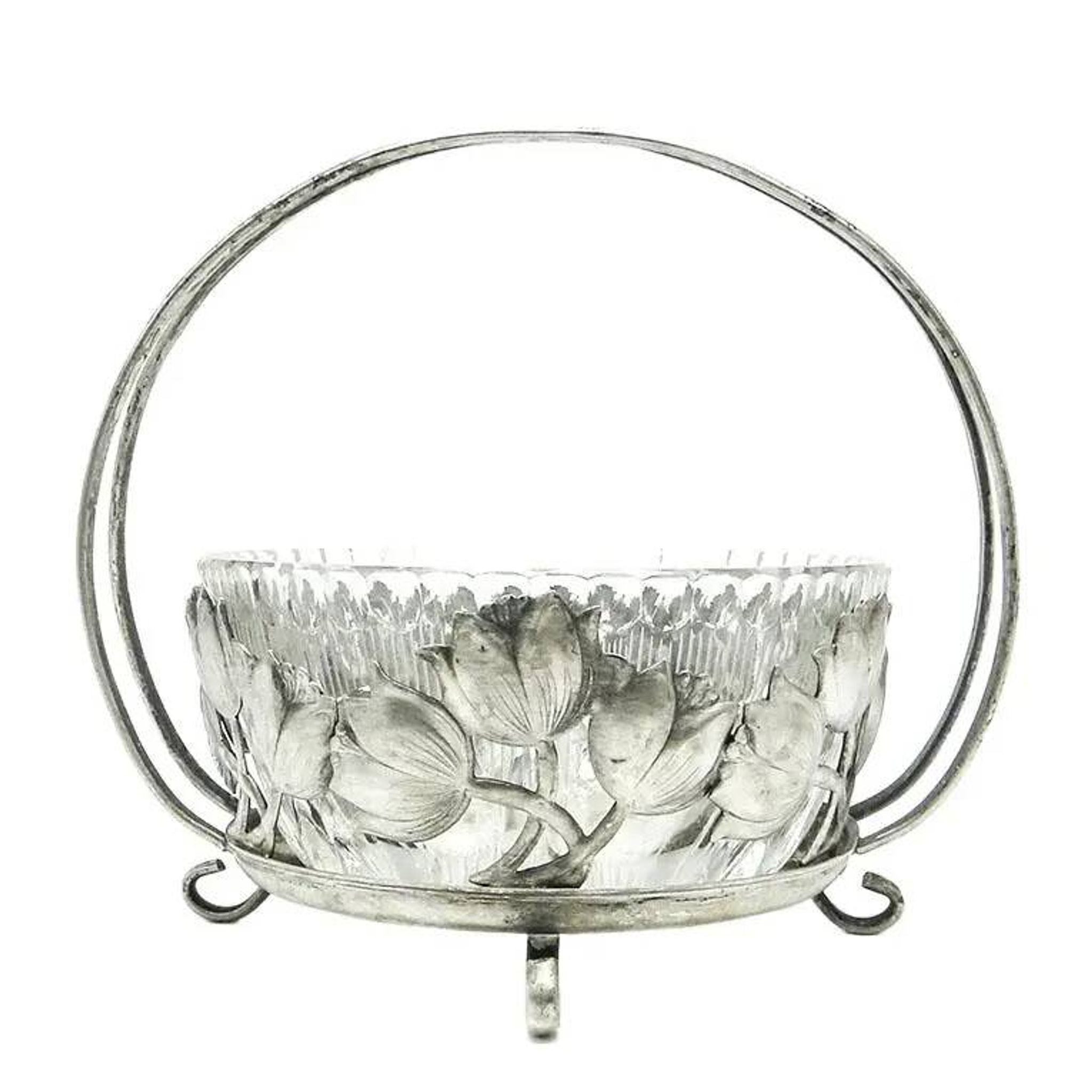 Sugar bowl, postmodernism, silver-plated brass, HEFRA, Poland, 1970s