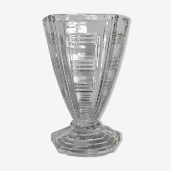 Vase art déco en verre transparent