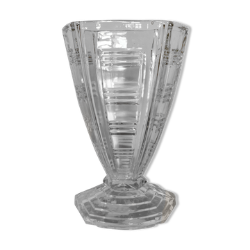 Vase art déco en verre transparent