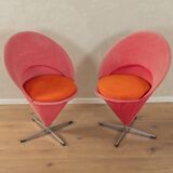Cone chairs by Verner Panton for Gebrüder Nehl, original pink and orange upholstery, set of 2