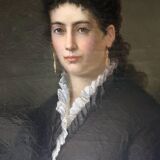 Tableau, huile sur toile "Portrait élégante aux bijoux", XIX° siècle signé C.F. Kaiser