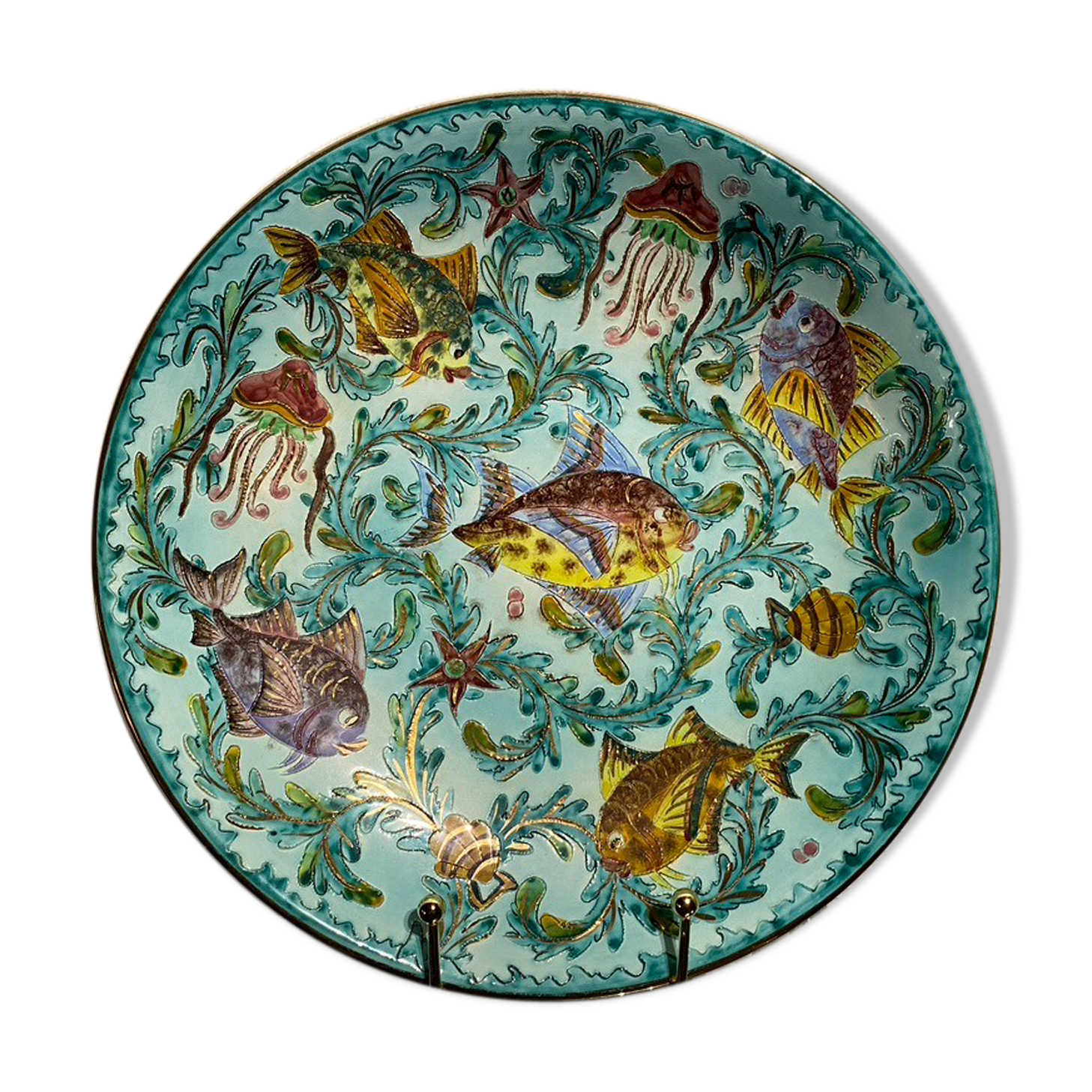 Large ceramic dish Cedar Monaco Vallauris 1950