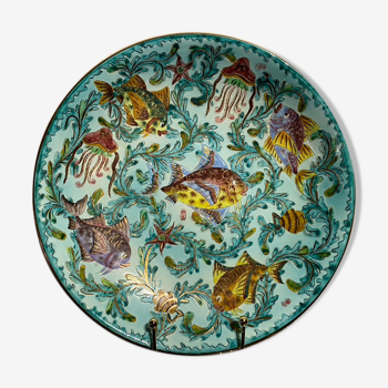 Large ceramic dish Cedar Monaco Vallauris 1950