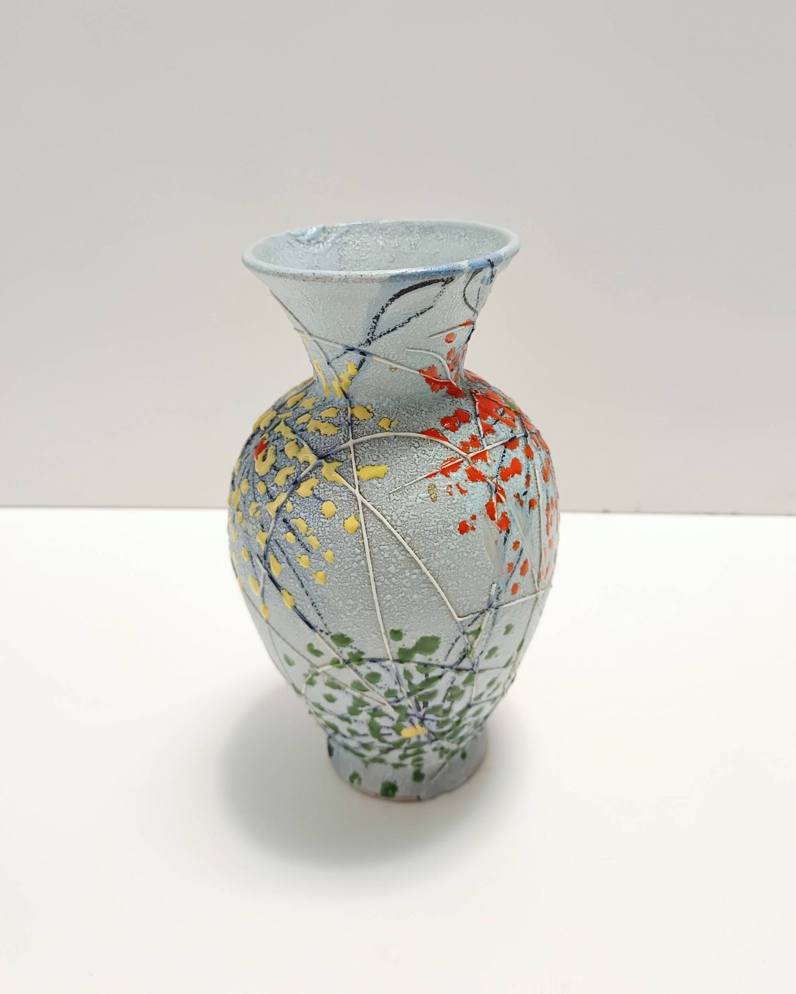 Handcrafted  and Hand-painted Multicolored Ceramic Vase by Fanciullacci, It