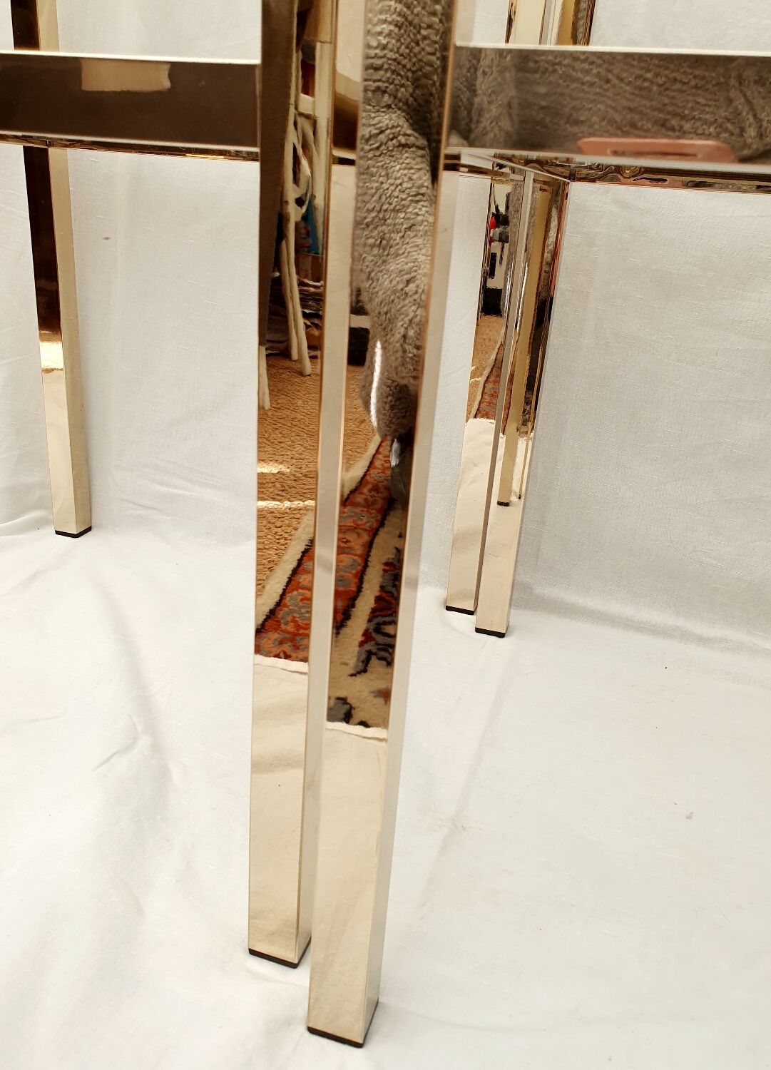 Pair of gold side tables Roche Bobois