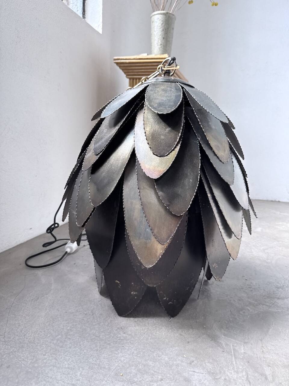 Brutalist suspension Jansen metal welded flower