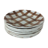 10 ceramic "nappe" plates from the Moulin des Loups, brown