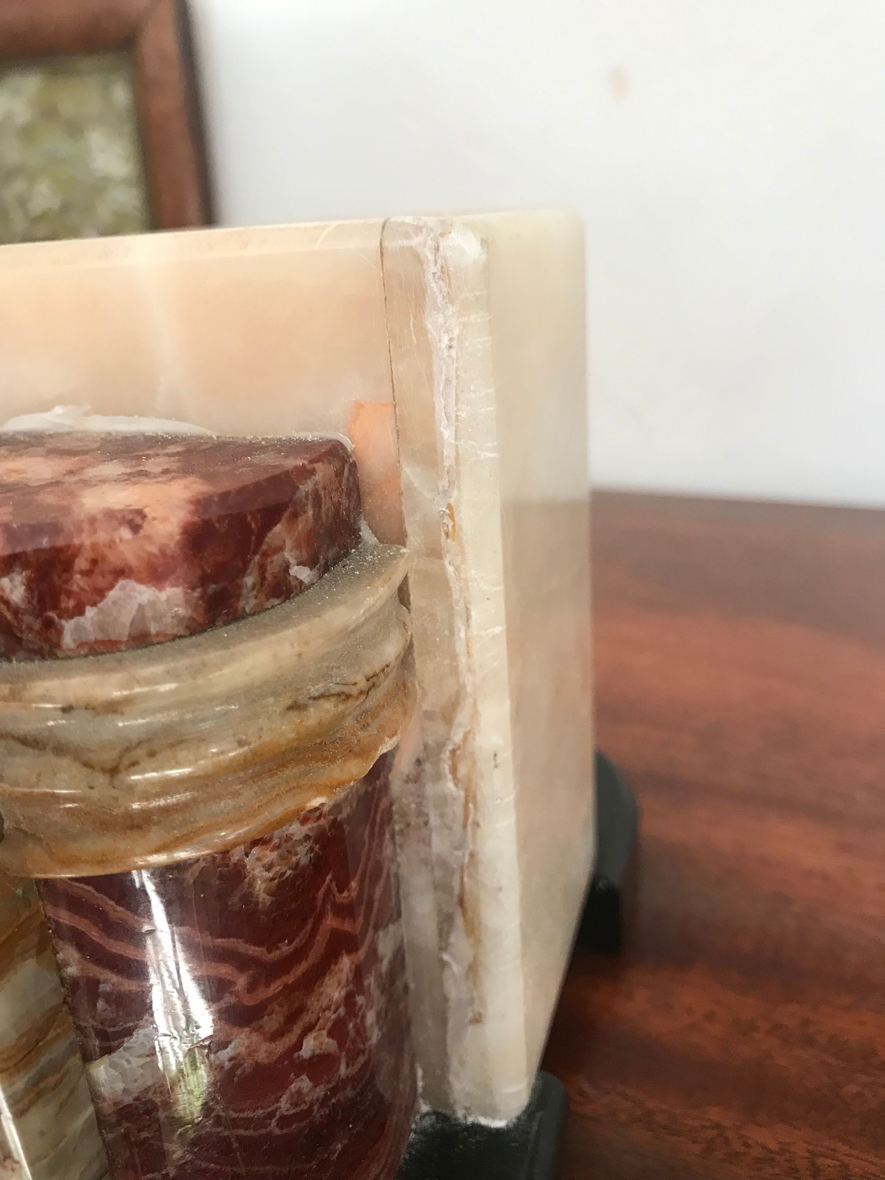 Pair of Art Deco marble book clamts